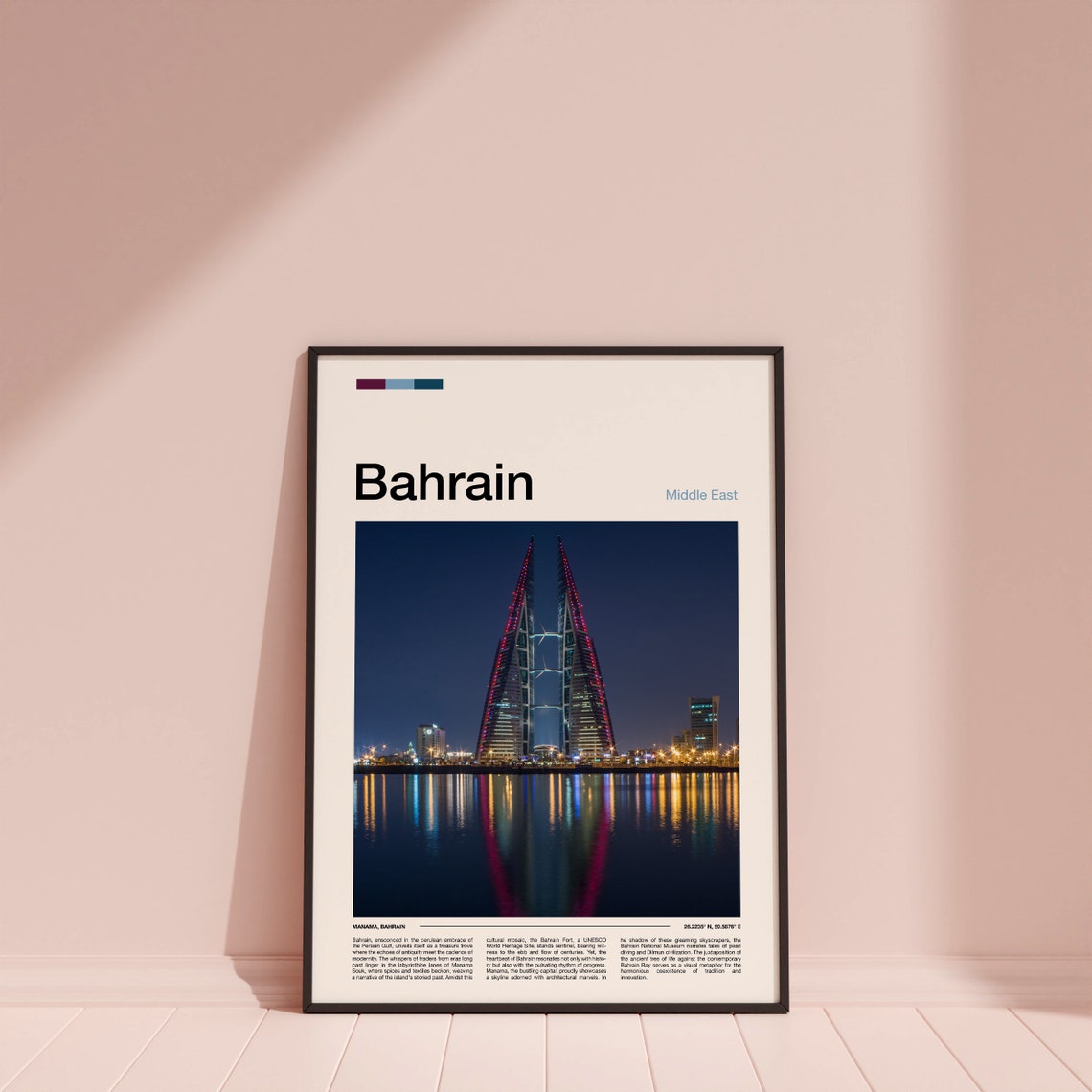 Bahrain Manama World Trade Center Towers Night Skyline Poster - Image 4
