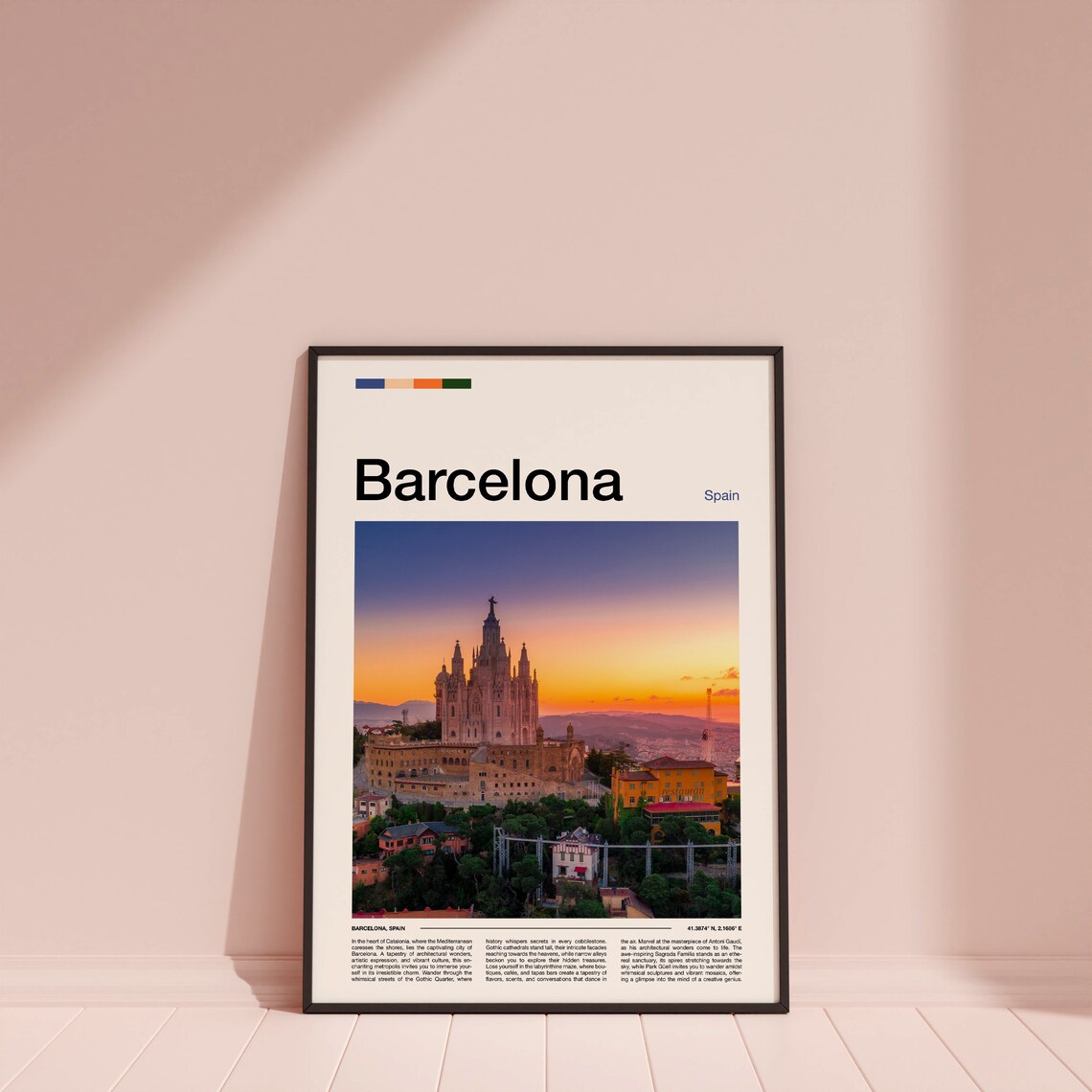 Barcelona Spain Sunset Over The Sacred Heart Church On Tibidabo Poster - Image 4