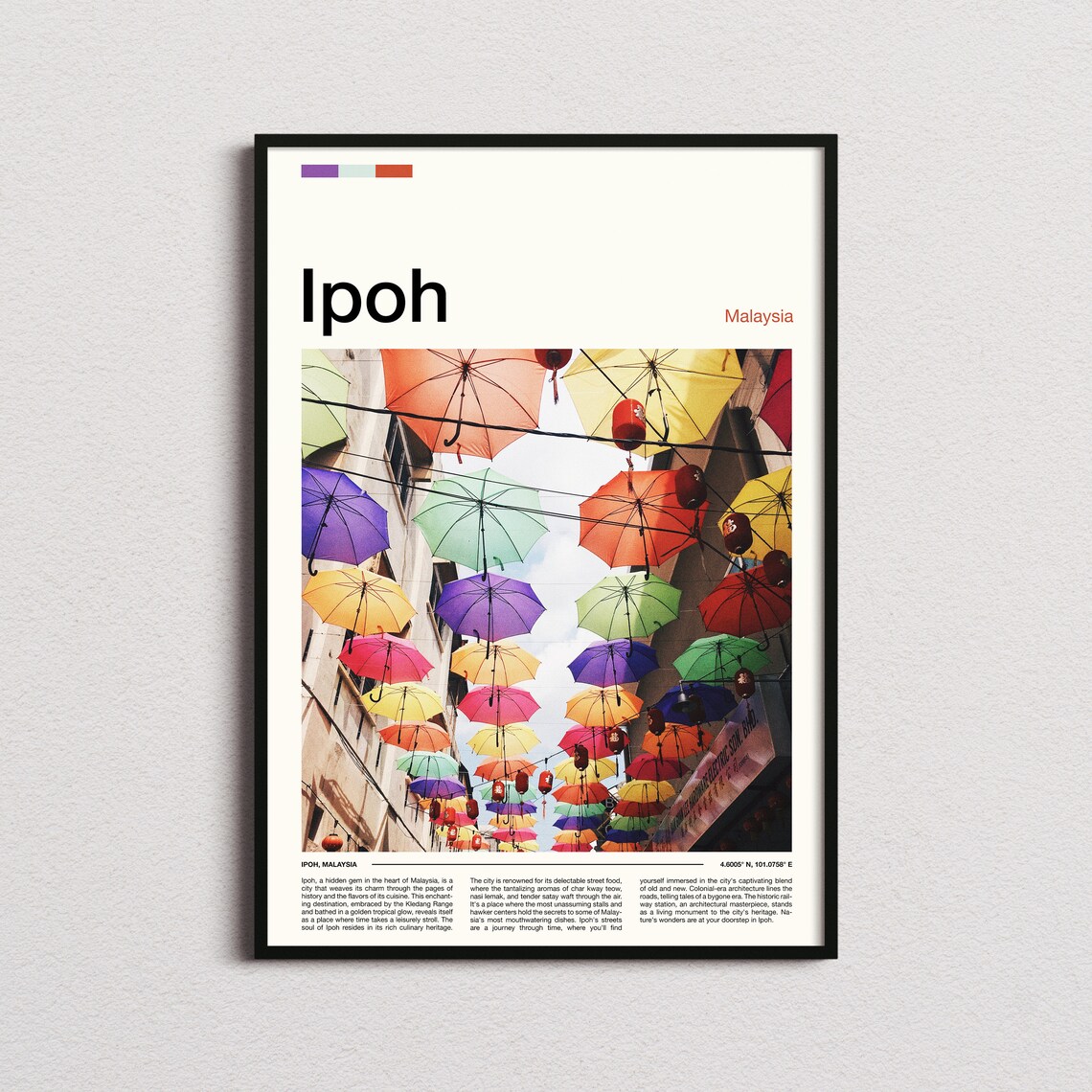 Ipoh Malaysia Colorful Umbrella Alley Old Town Lantern Street Poster