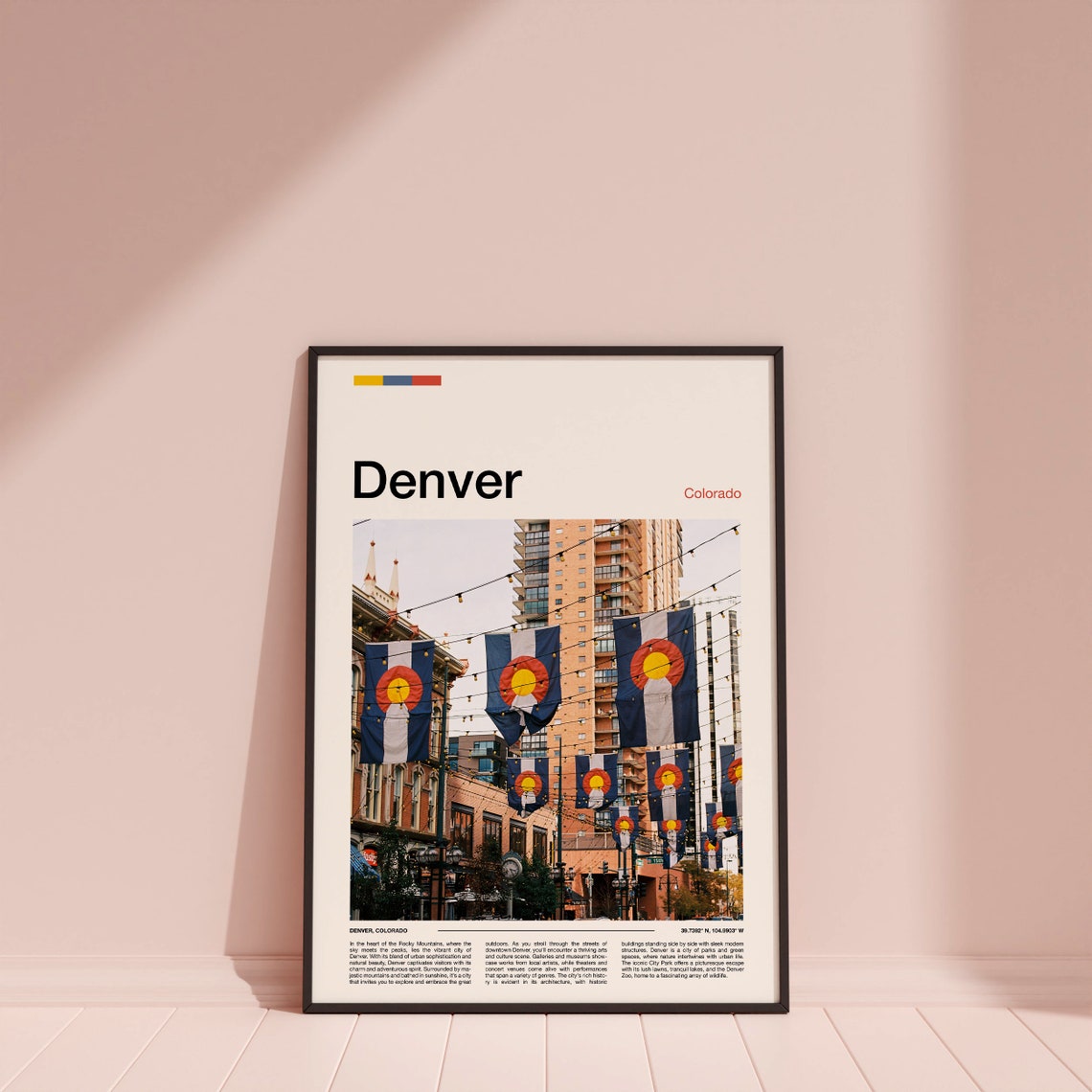 Denver Colorado Street Flags Urban Cityscape Downtown Poster - Image 4