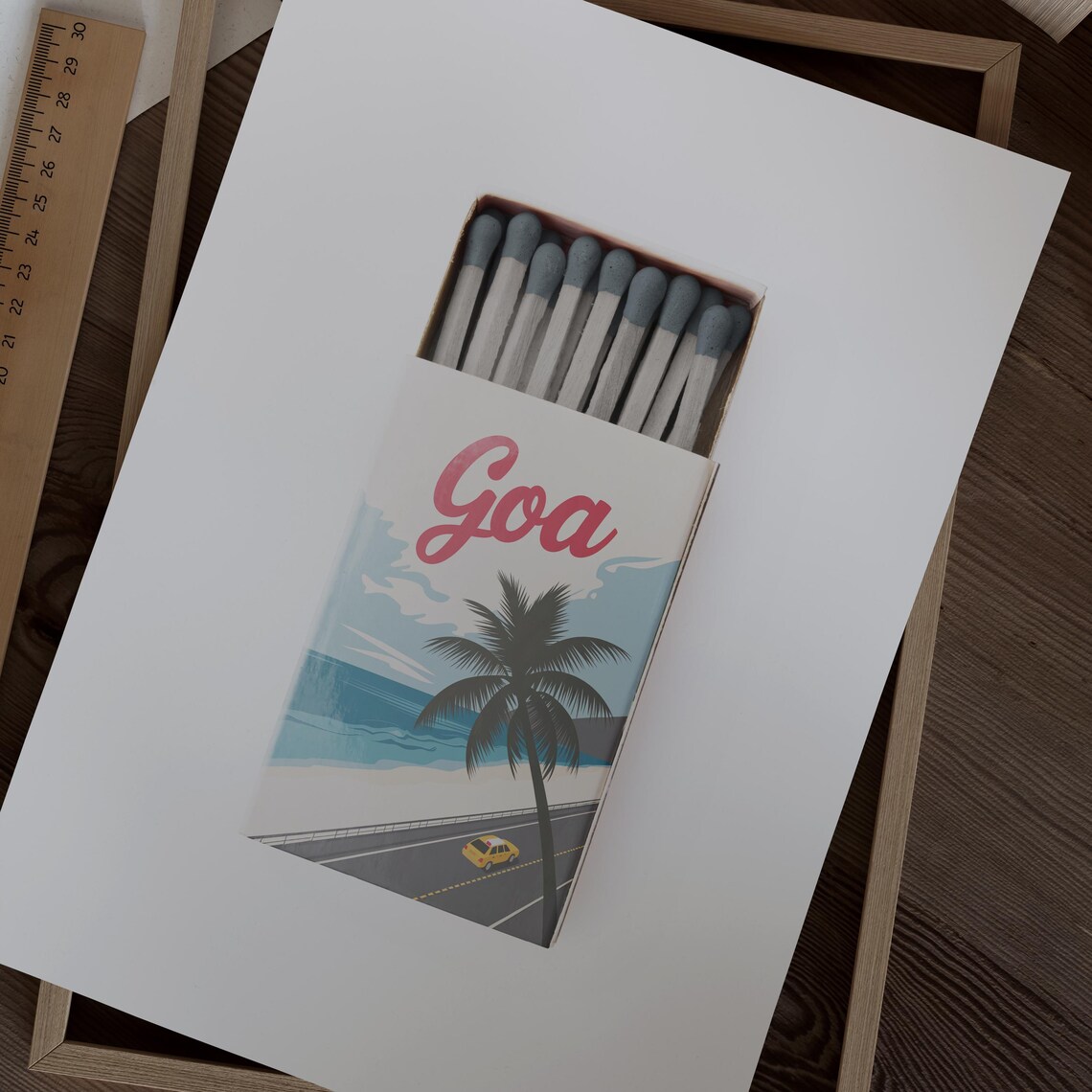 Goa Matchbox Beach Palm Coast Road Vintage Travel Art Poster - Image 2