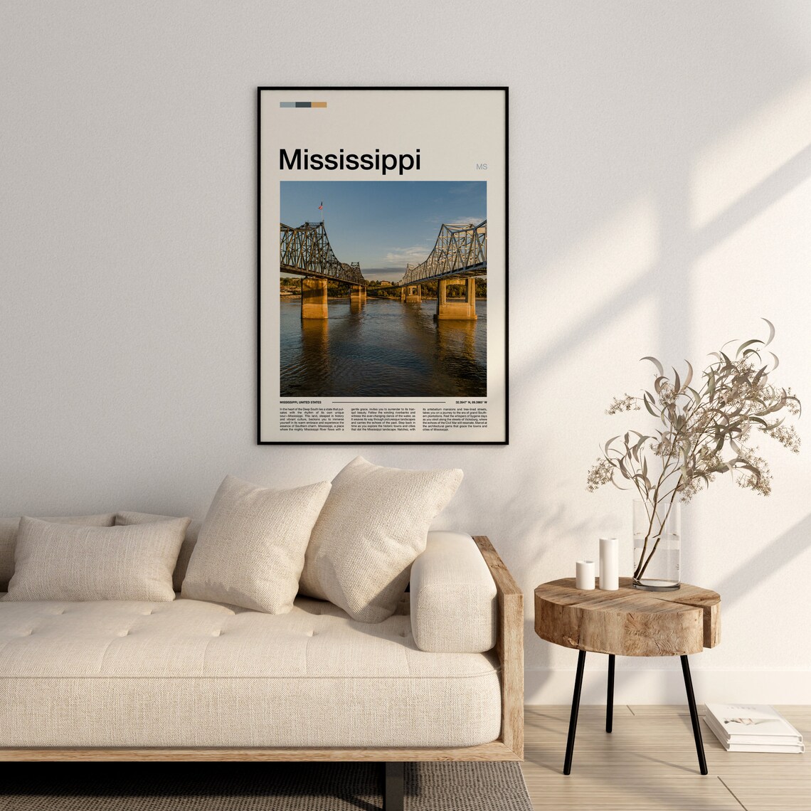 Mississippi River Truss Bridges Golden Hour Photography Poster - Image 3