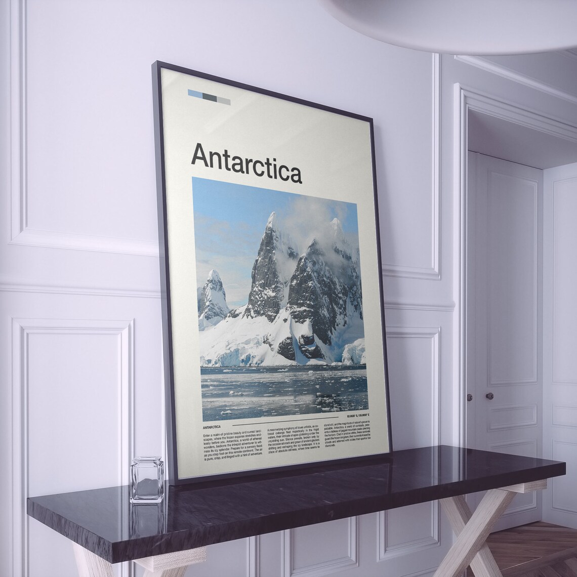 Antarctica Snowy Mountain Peaks Icy Water Minimalist Photo Poster - Image 2