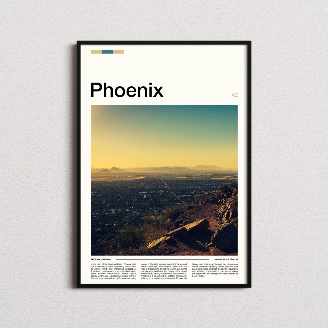 Phoenix Arizona Sunset City Desert View Photo Poster Artwork