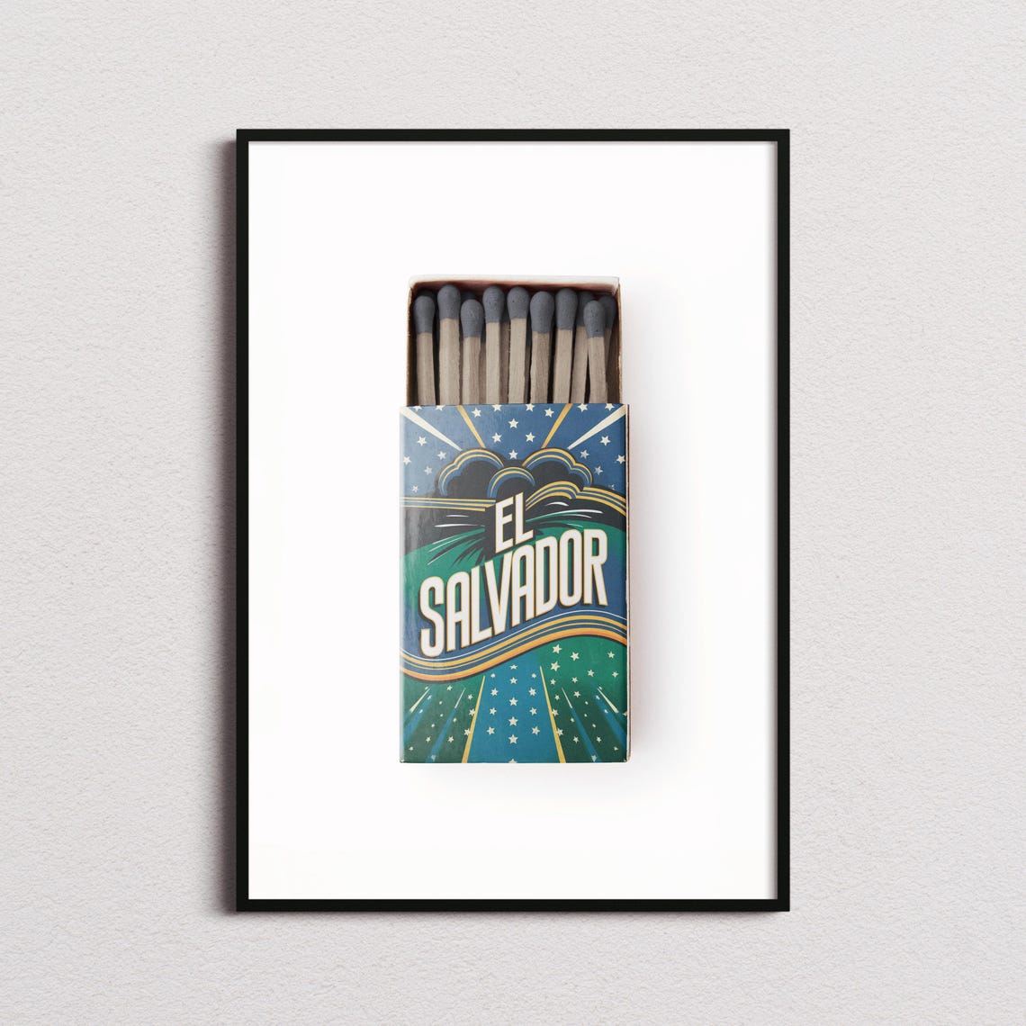 El Salvador Matchbox Print El Salvador Print El Salvador Poster El Salvador Wall Art El Salvador Art Print El Salvador Gifts