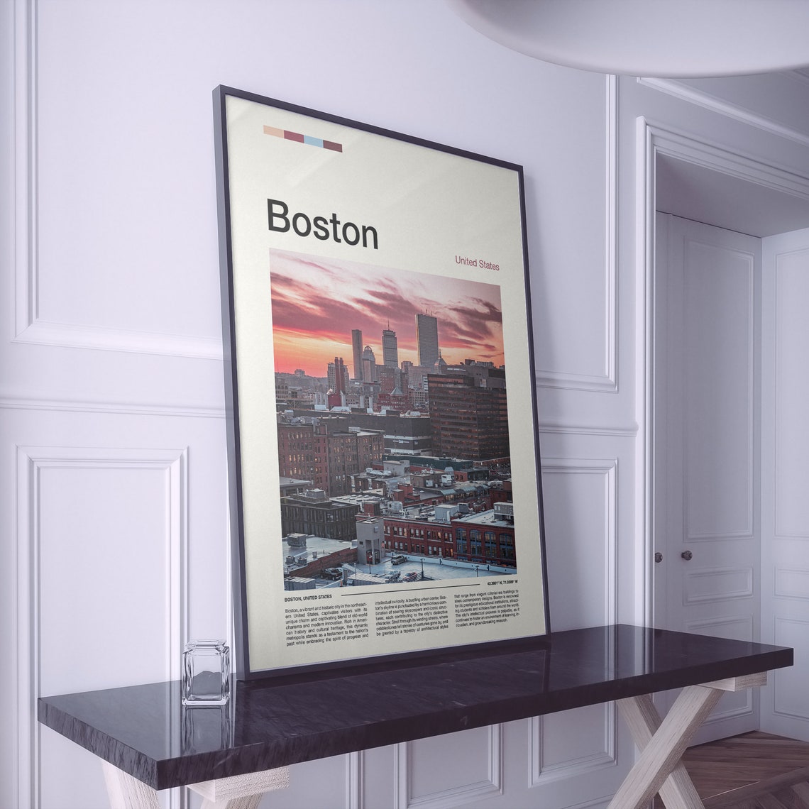 Boston Massachusetts City Skyline Sunset Pink Clouds Photo Poster - Image 2