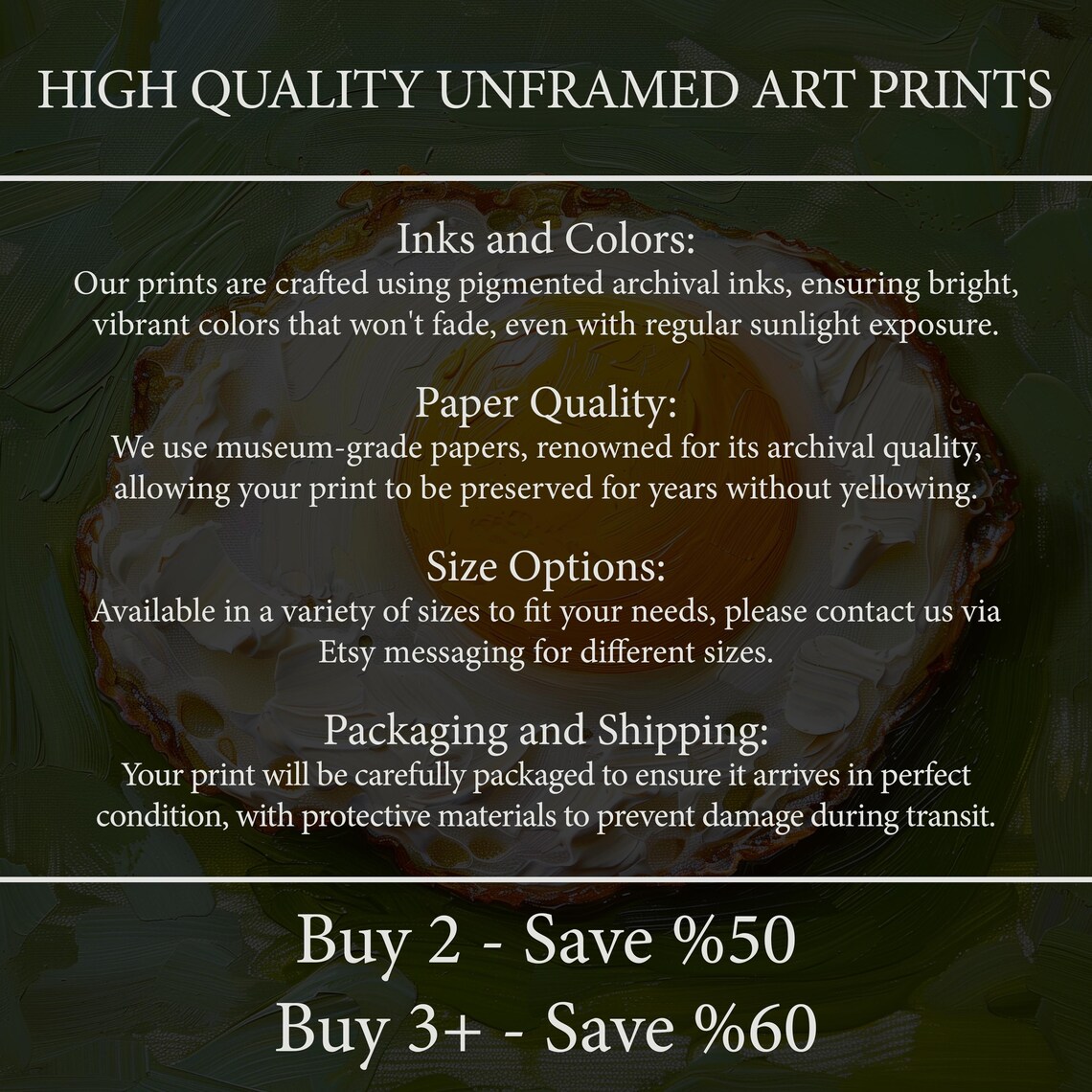 Fried Egg Impasto Painting, Vintage Kitchen Art Print - Image 4