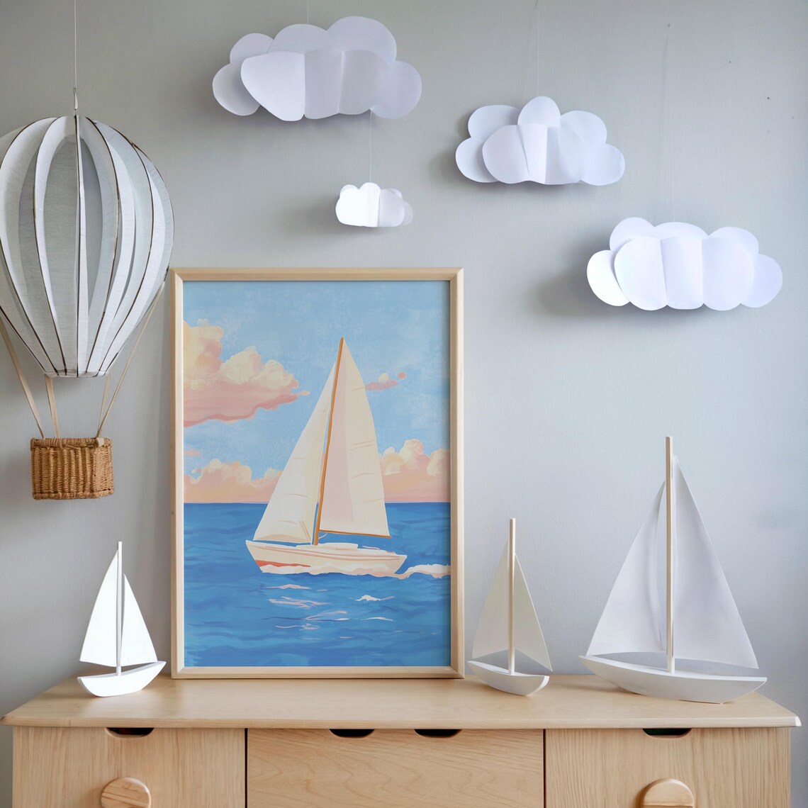 Nursery Sailboat Blue Ocean Kids Room Nautical Children Room Poster - Image 5