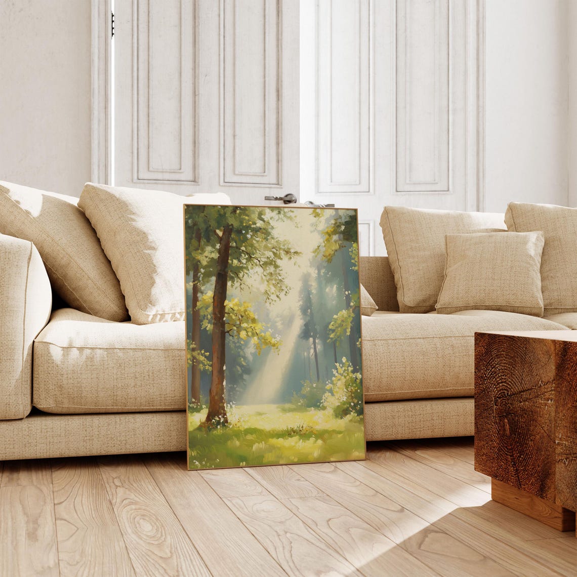 Forest With Sunlight Print Farmhouse Landscape Painting Green Home Decor Green Trees Artwork Matisse Wall Art - Image 3