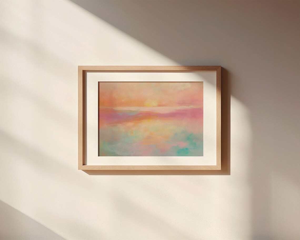 Pastel Sunset Lake Landscape Art Print, Summer Decor - Image 3