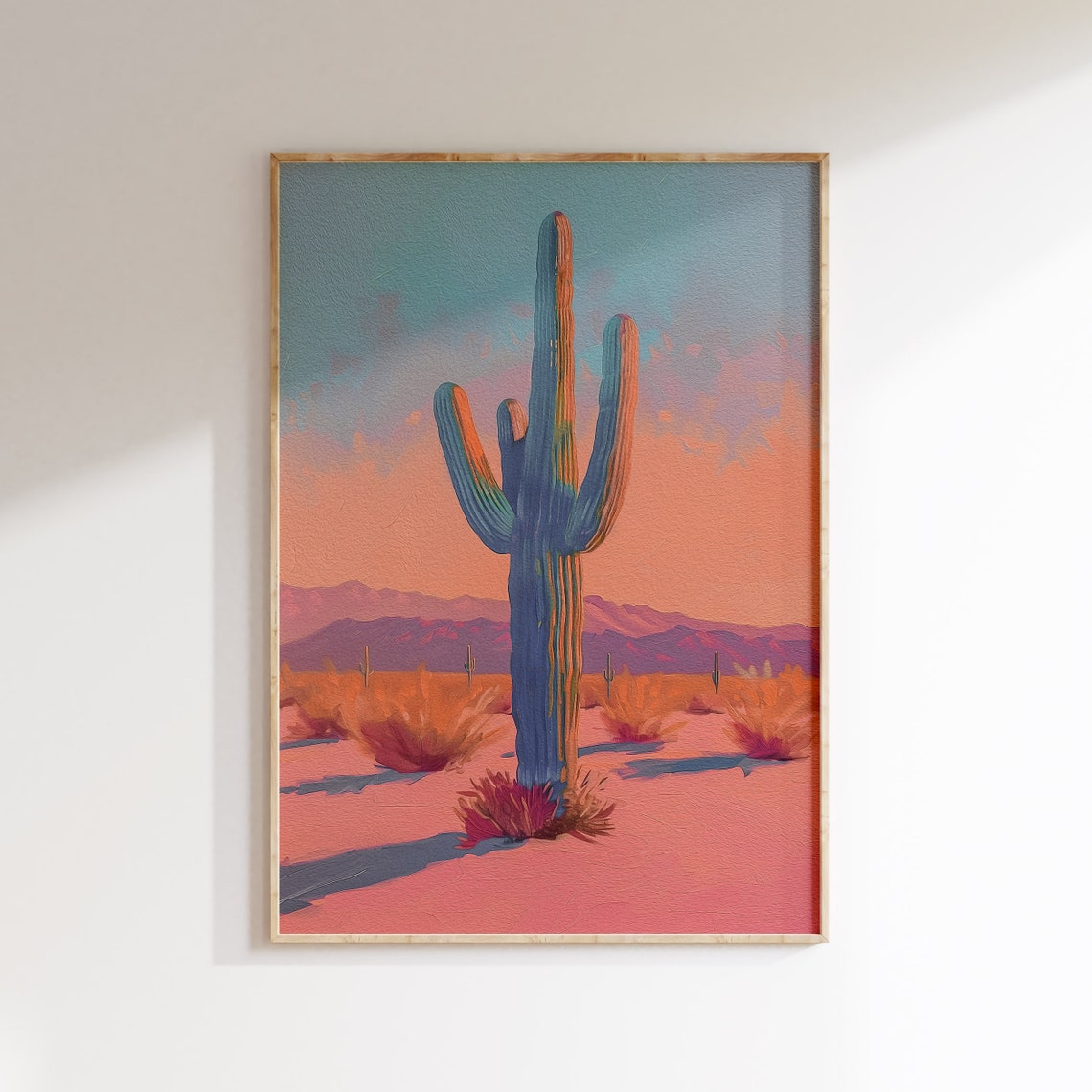 Saguaro Cactus Desert Sunset Southwest Painting Decor Poster