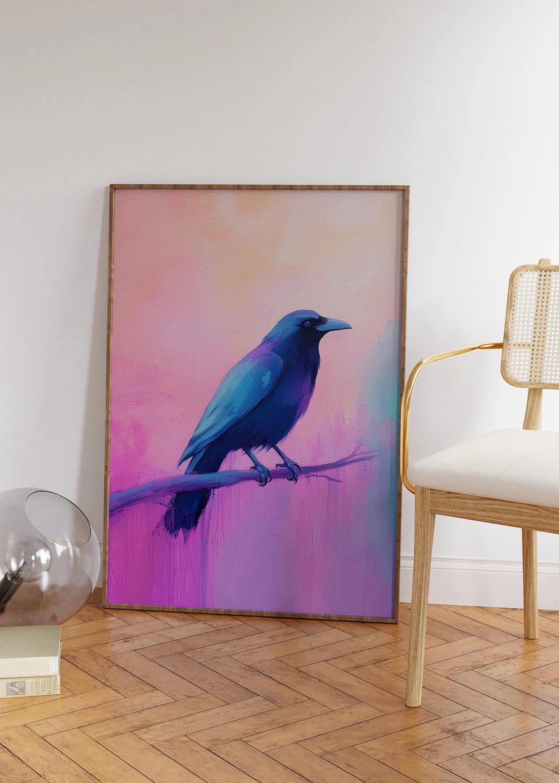 Pastel Crow Painting Pink Halloween Spooky Bird Decor Pinkoween Poster - Image 3