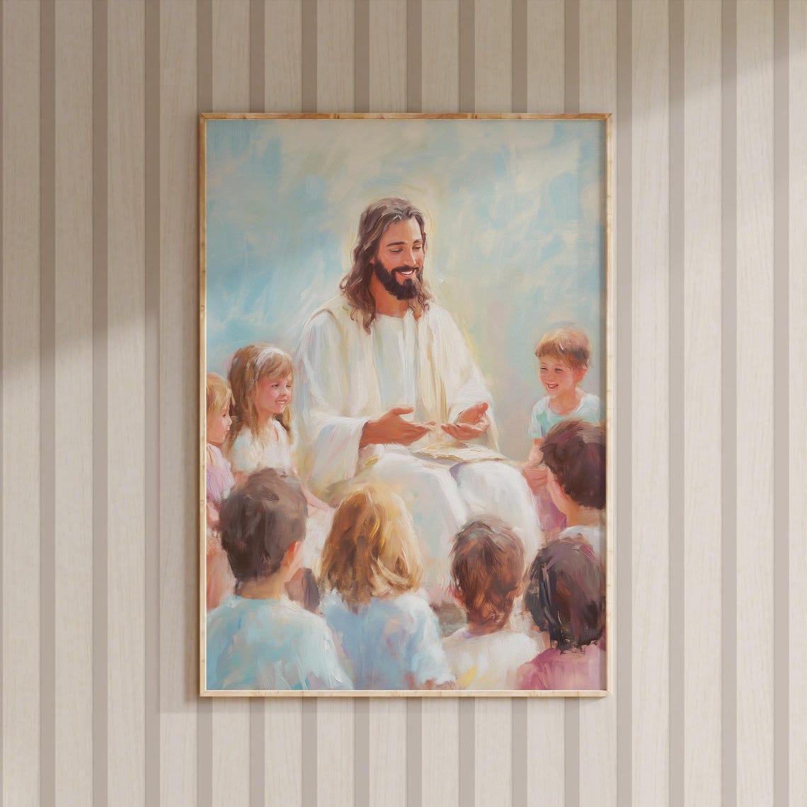 Jesus Teaching Children Kids Nursery Room Christian Faith Wall Poster