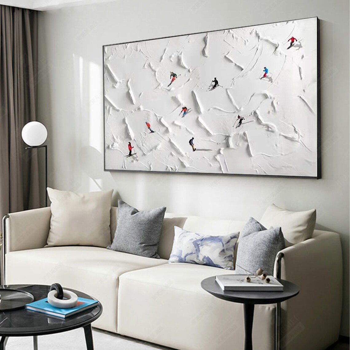 Skiing Sports Snowy Mountain Art Print, 3D Texture - Image 3