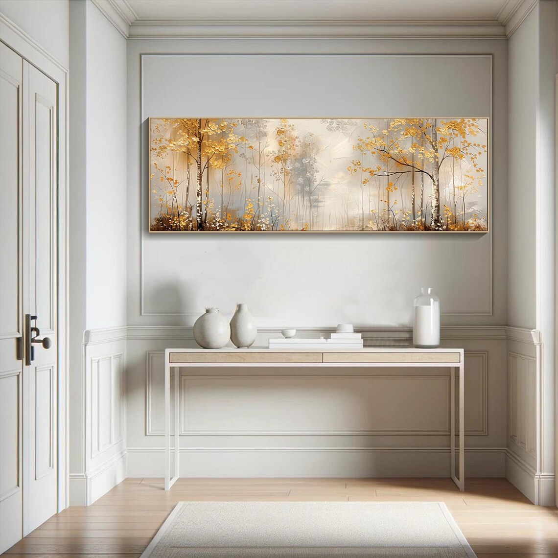 Oil Painting On Original Golden Forest Painting 3d Trees Textured Wall Art Extra Large Art Living Room Wall Art Gold Foil Art - Image 4