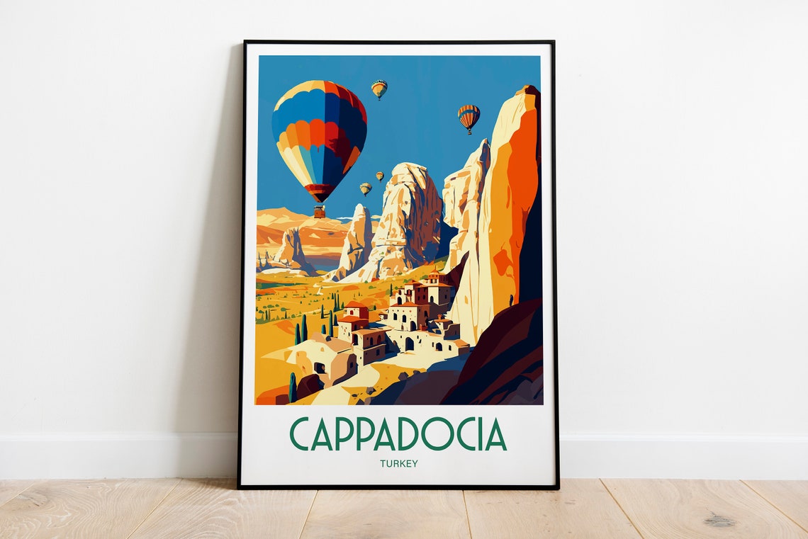 Cappadocia Turkey Hot Air Balloons Fairy Chimneys Travel Poster