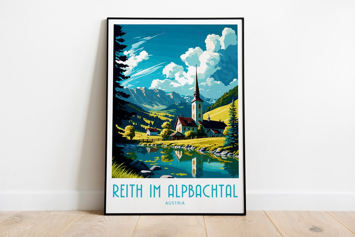 Reith im Alpbachtal Austria Lakeside Church Valley Travel Poster