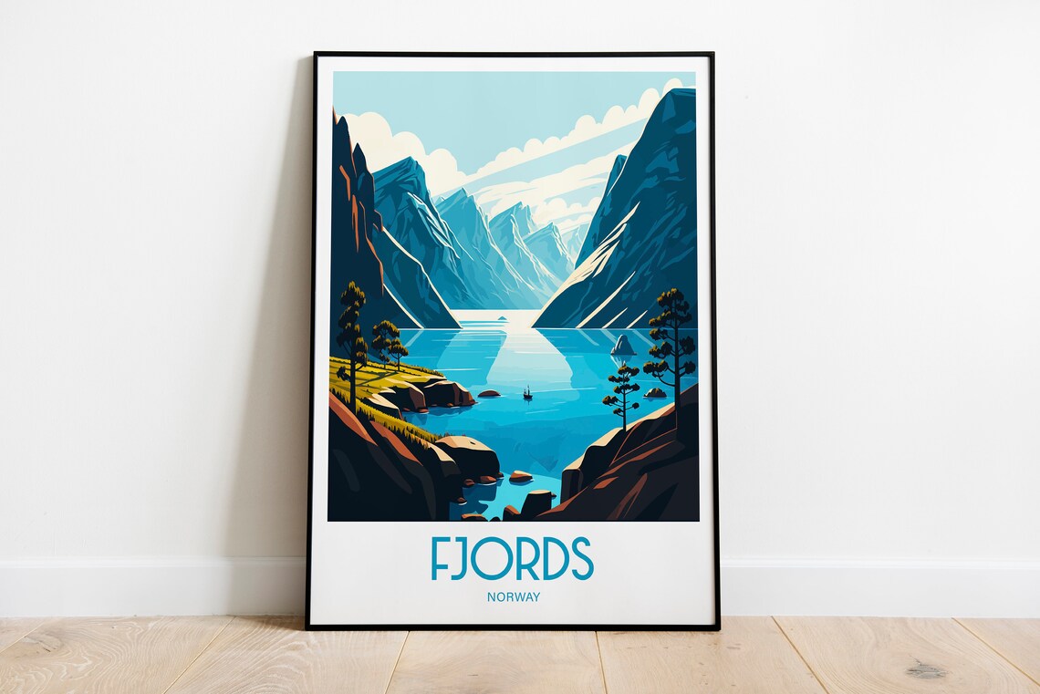 Fjords Norway Travel Poster, Europe Wall Art