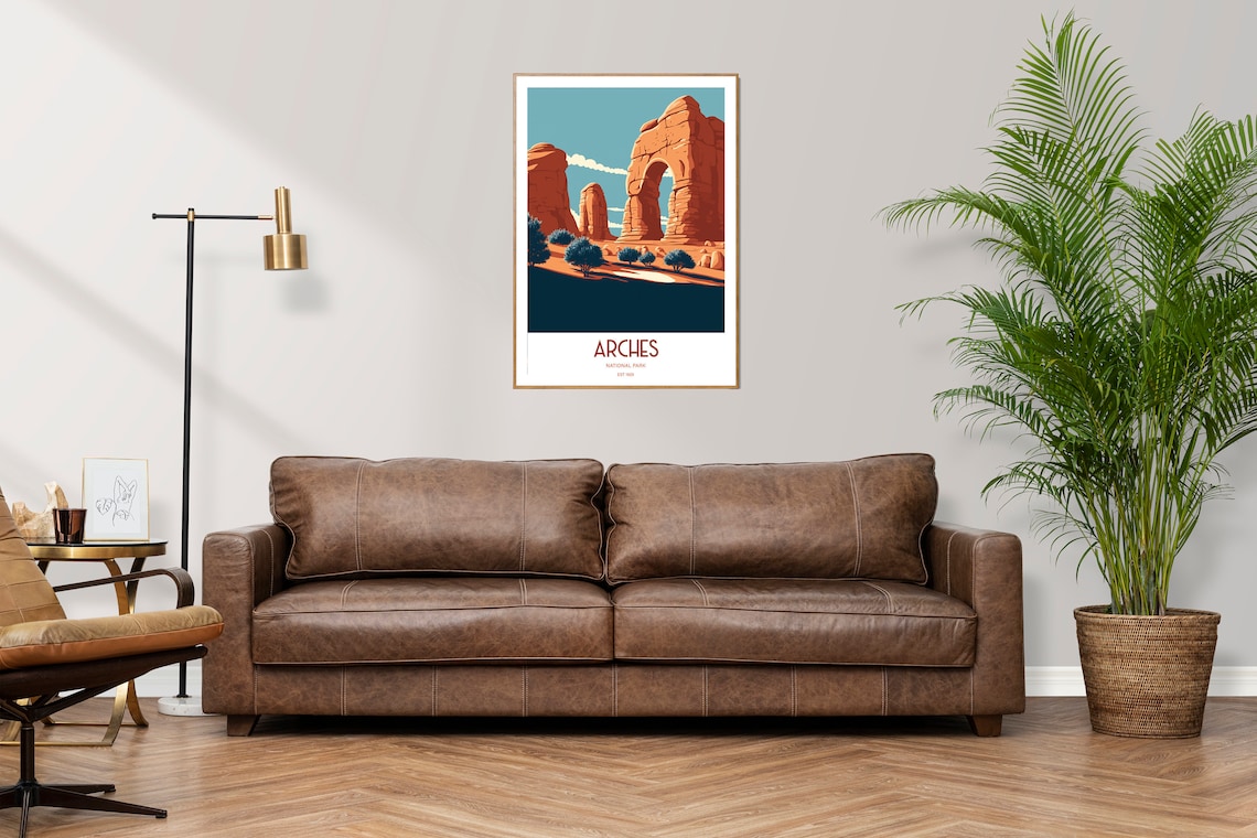 Arches National Park Desert Arch Travel Poster Vintage Southwest Art - Image 3