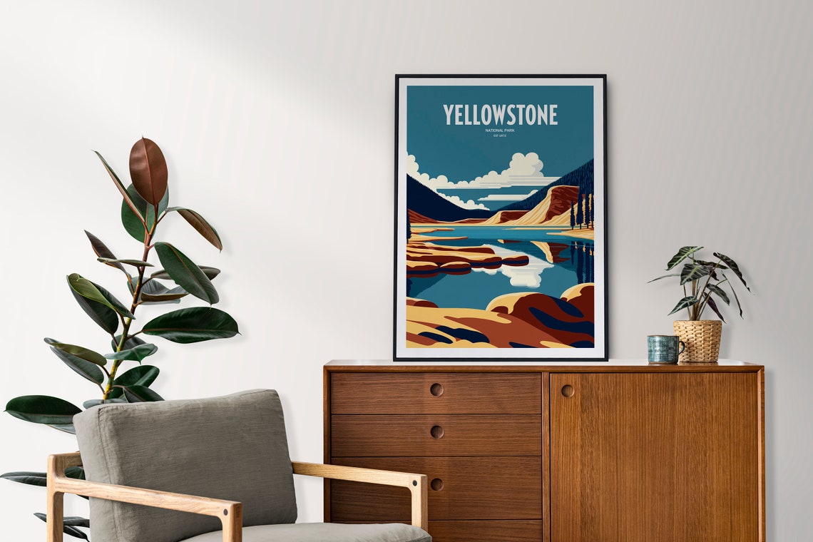 Yellowstone National Park Travel Print National Park Travel Art Yellowstone Travel Print Usa National Park Yellowstone Travel Poster - Image 2