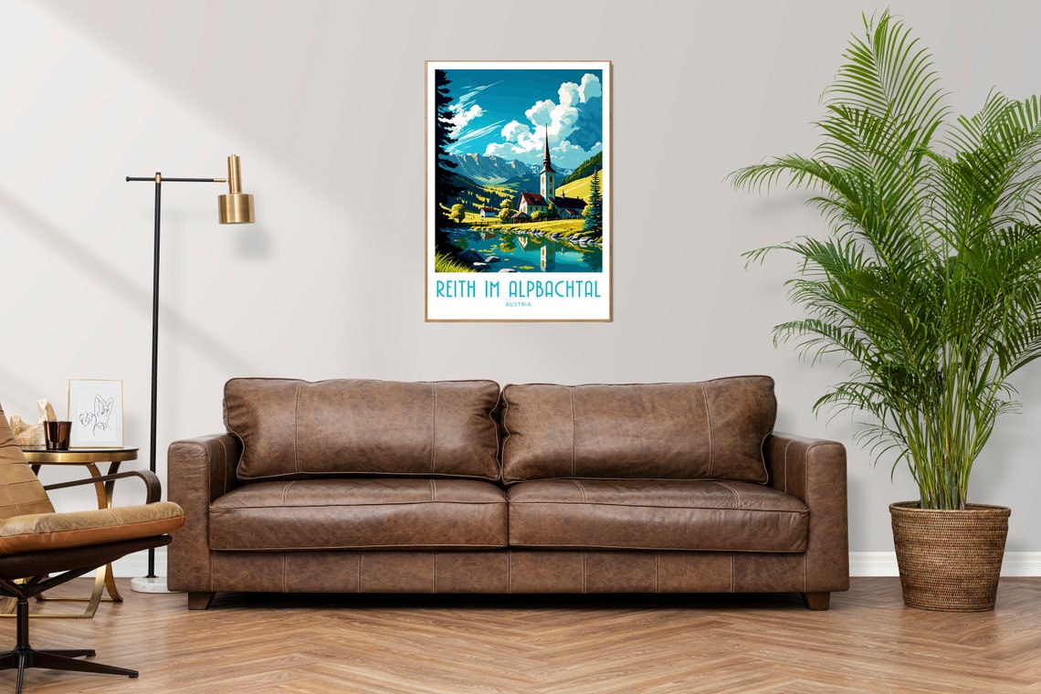 Reith im Alpbachtal Austria Lakeside Church Valley Travel Poster - Image 3