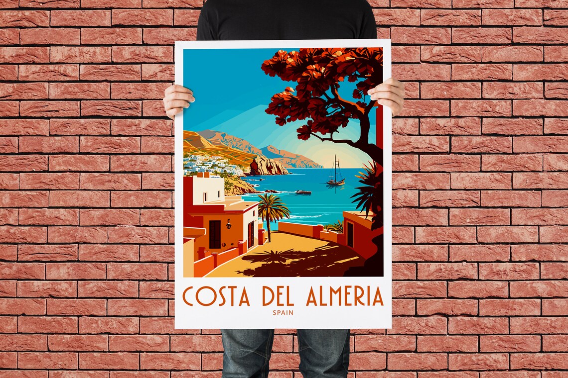 Costa del Almeria Spain Coastal Village Sailboat Bay Travel Poster - Image 2