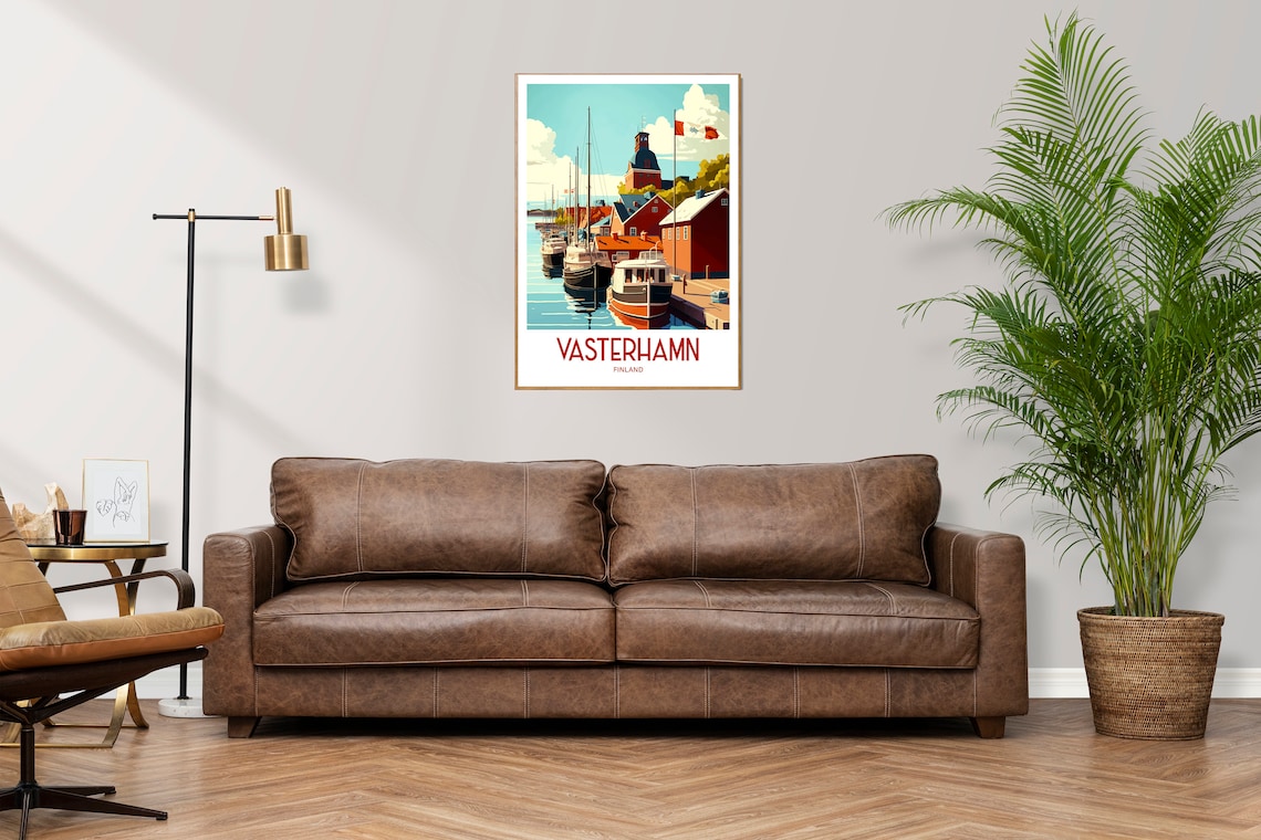 Vasterhamn Finland Harbor Boats Retro Seaside Travel Poster Art - Image 3
