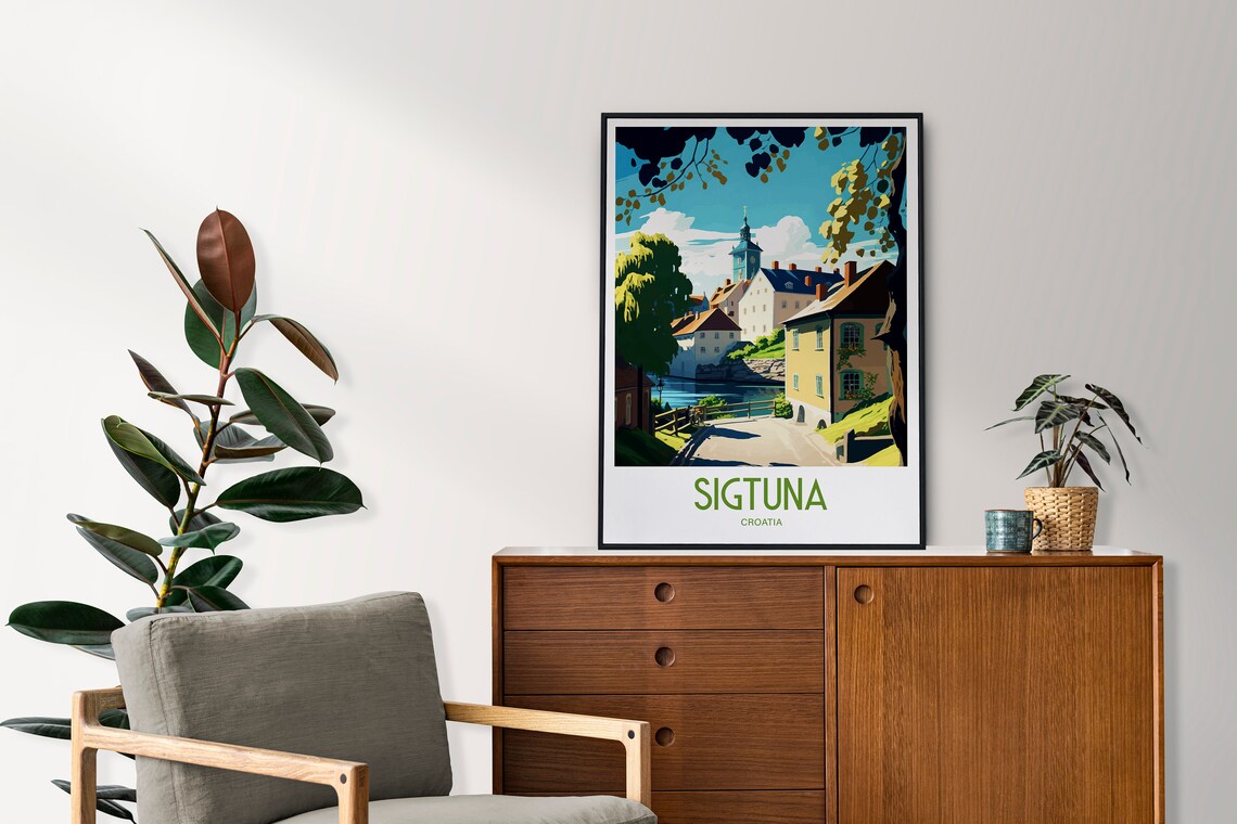 Sigtuna Croatia Riverside Old Town Vintage Travel Poster Art - Image 4