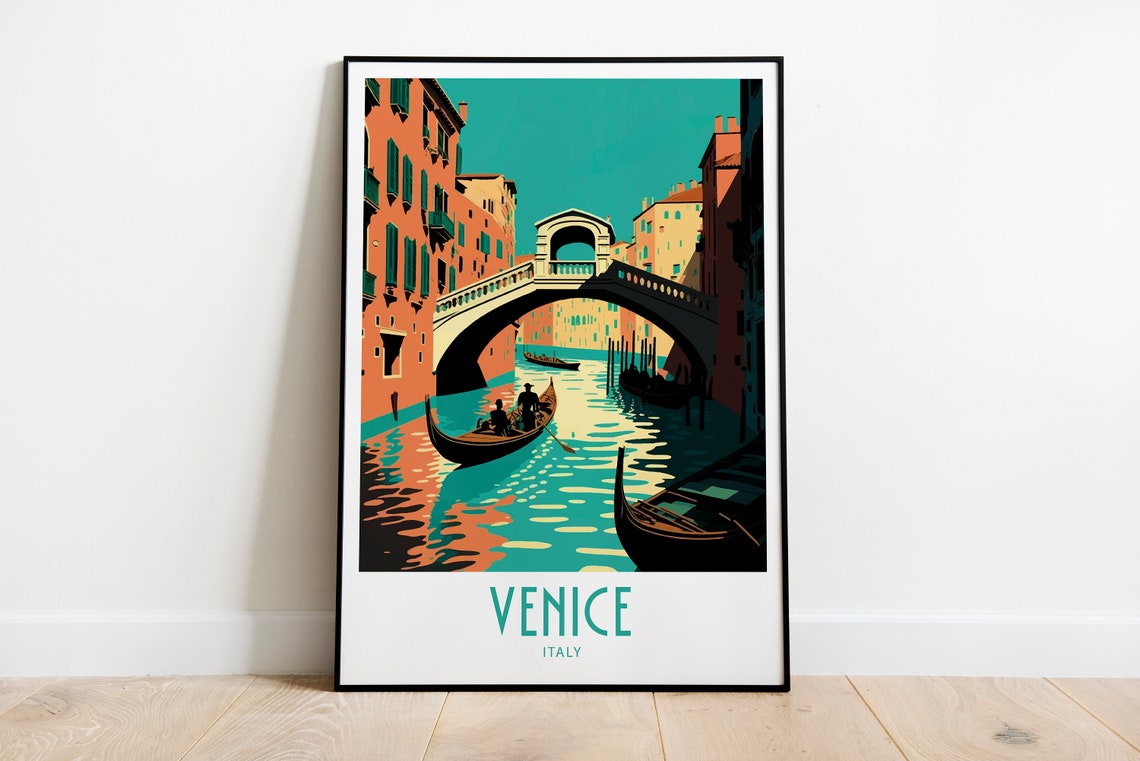 Venice Italy Travel Poster with Gondolas and Grand Canal Bridge - Image 6