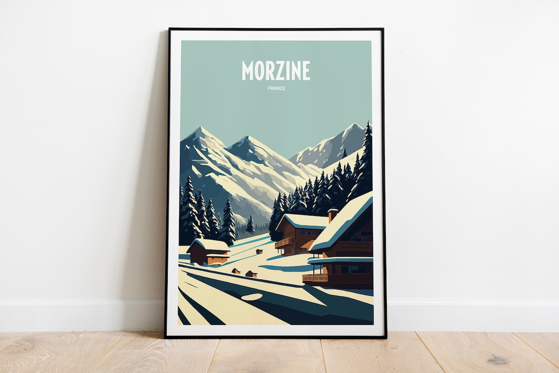 Morzine Travel Print Morzine Resort Travel Art Skiing Travel Print Skiing Mountain Peak Skiing Travel Poster