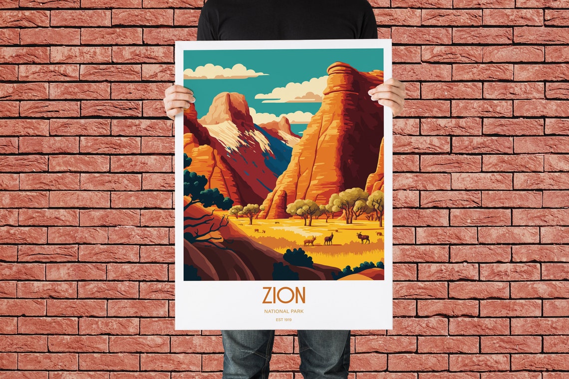 Zion National Park Travel Print National Park Travel Art Zion Travel Print Usa National Park Zion Travel Poster - Image 3