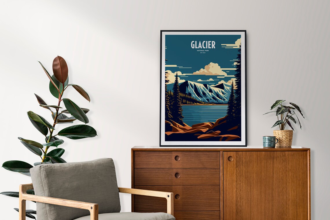 Glacier National Park Travel Poster, USA National Park - Image 2