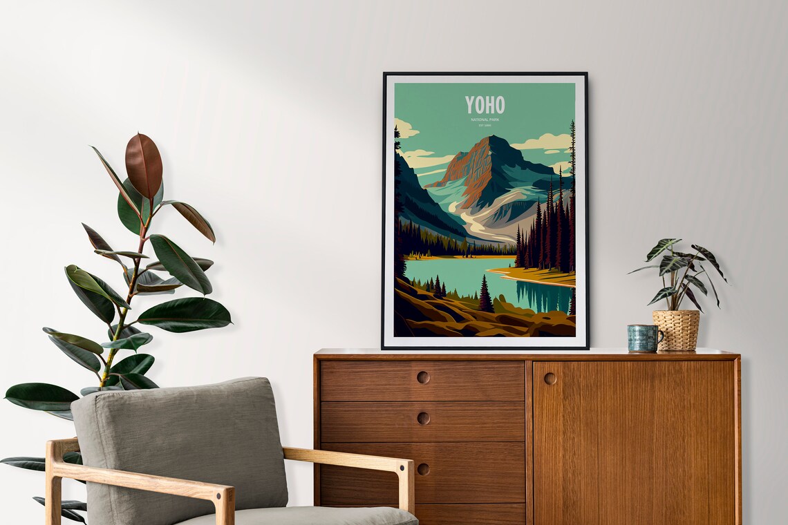 Yoho National Park Rocky Mountain Glacier Lake Vintage Travel Poster - Image 2