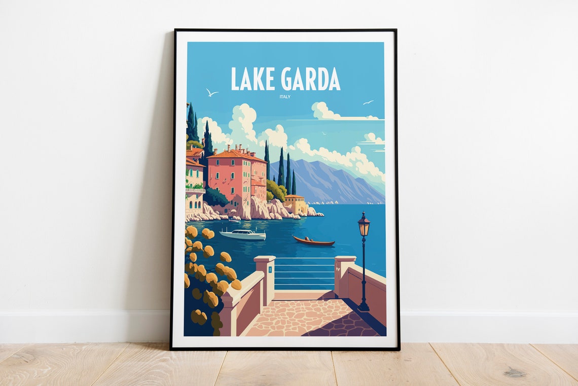 Lake Garda Italy Travel Print Lake Garda Seaside Travel Art Lake Garda Travel Print Italy Landmark Print Lake Garda Travel Poster