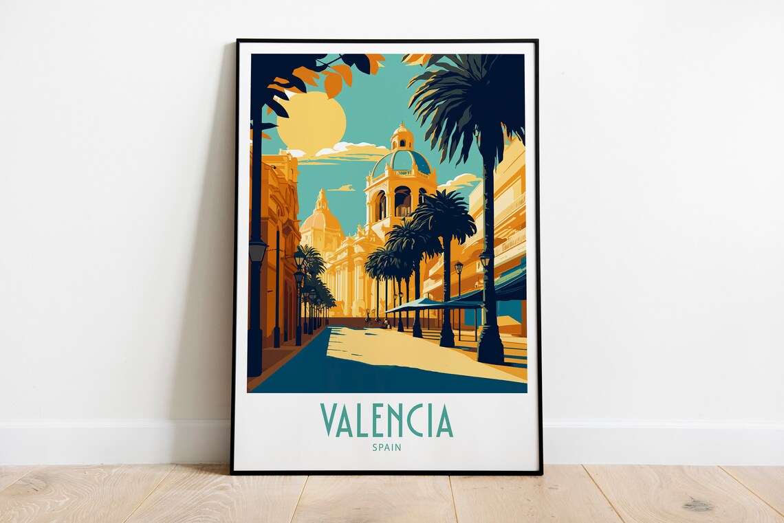 Valencia Travel Poster, Spain Wall Decor