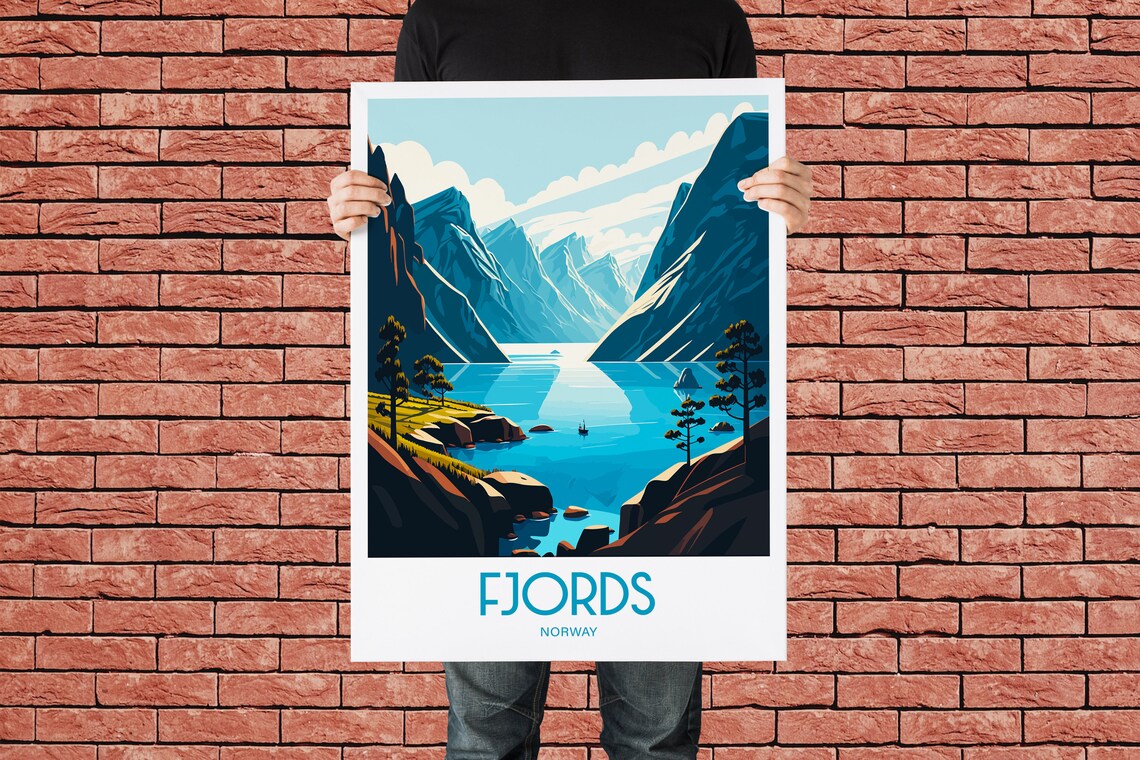 Fjords Norway Travel Poster, Europe Wall Art - Image 2