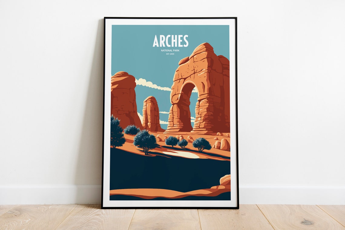 Arches National Park Travel Print National Park Travel Art Arches Travel Print Usa National Park Arches Travel Poster