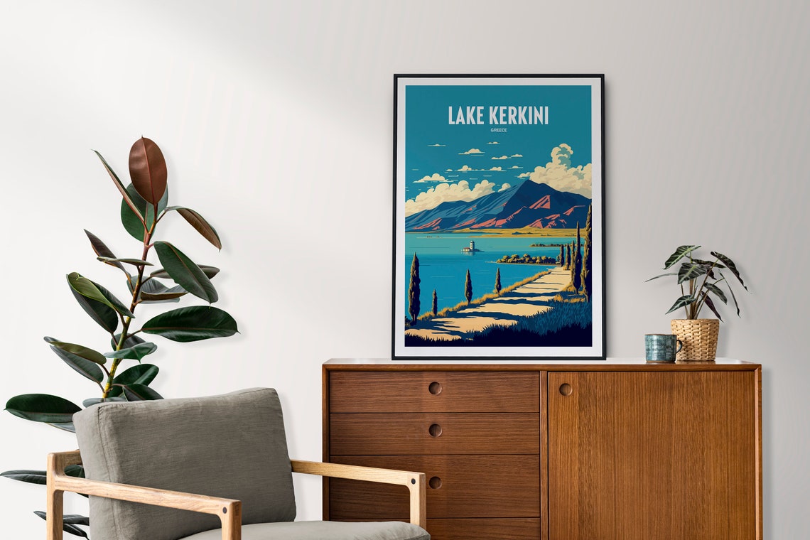 Lake Kerkini Greece Mountain Lake Cypress Vintage Travel Poster - Image 2