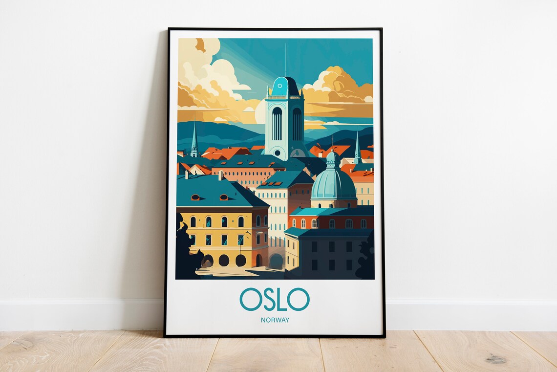 Oslo Travel Poster, Norway Scenic Landscape