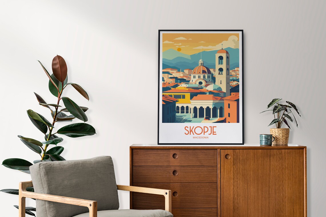 Skopje Travel Poster, Macedonia City Art Print - Image 3