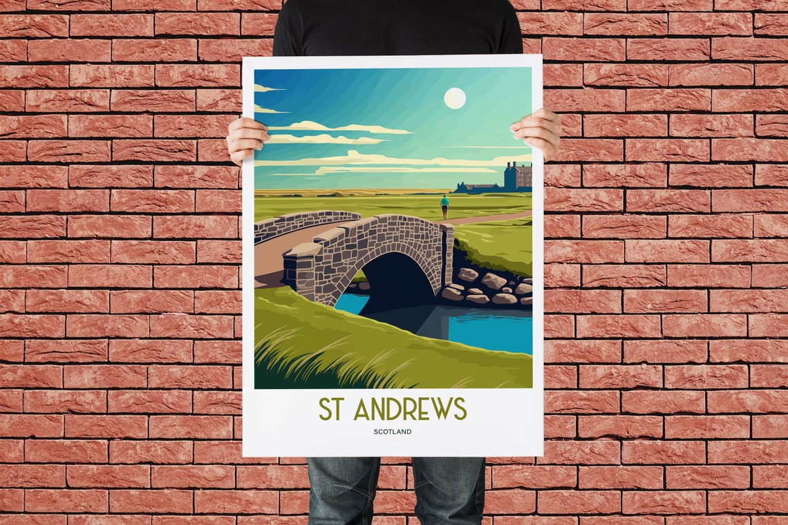 St Andrews Scotland Stone Bridge Links Golf Course Travel Poster - Image 4