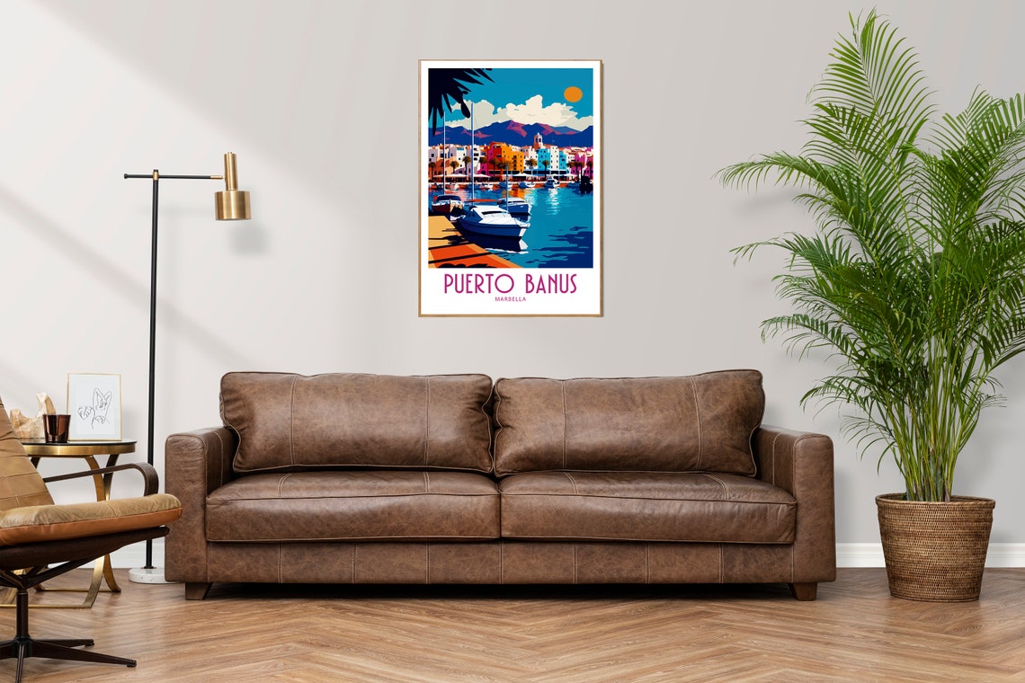 Puerto Banus Travel Print Wall Art Puerto Banus Wall Hanging Home Decoration Puerto Banus Spain Gift Art Lovers Wall Art Print Puerto Banus - Image 2