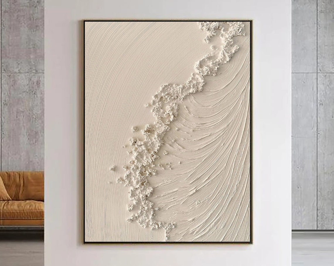 Raised Ivory Vein Texture With Flowing Carved Wave Lines Poster