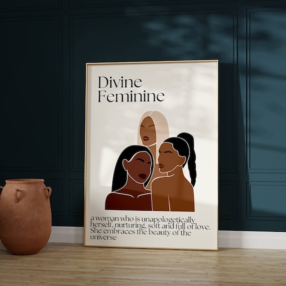Divine Feminine Empowering Women Illustration Affirmation Quote Poster
