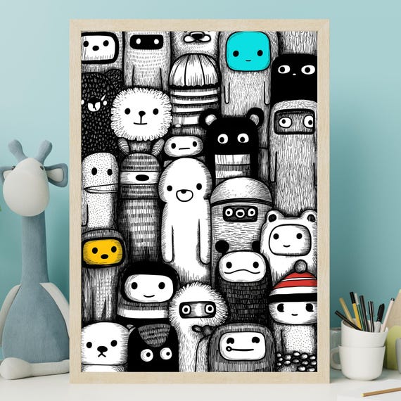 The Cute Gang Kids Room Poster Art Print Instant Wall For Children