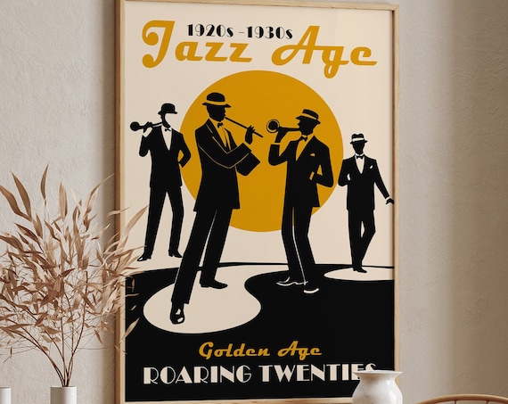 Jazz Age Poster Golden Age Roaring Twenties Wall Art Vintage 1920s 1930s Music Poster Retro Wall Art Art Deco Style Luxury Gift Idea