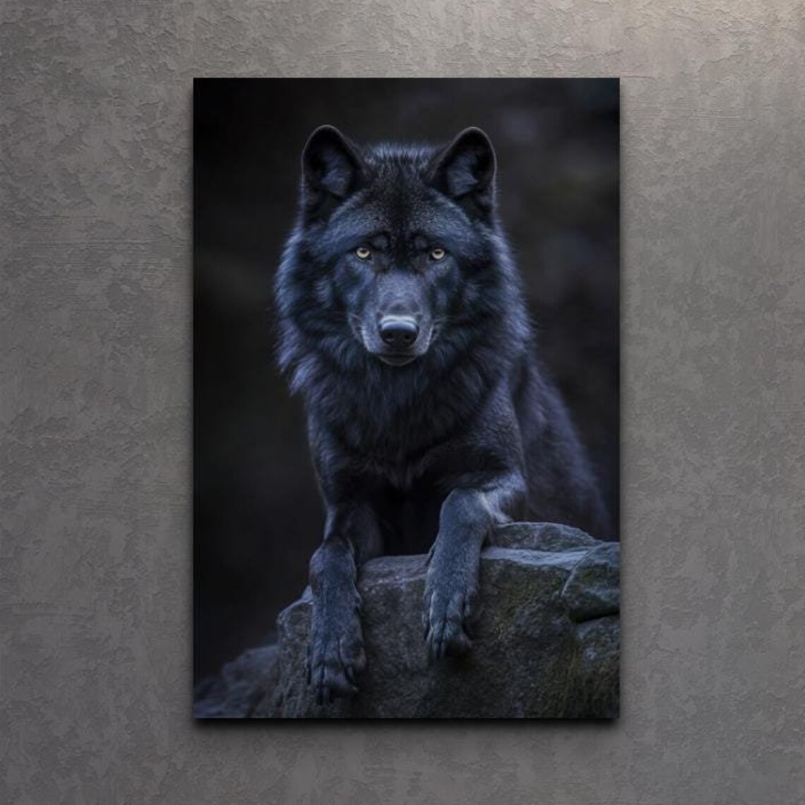 Black Wolf And Nature Art Print, Animal Wall Art