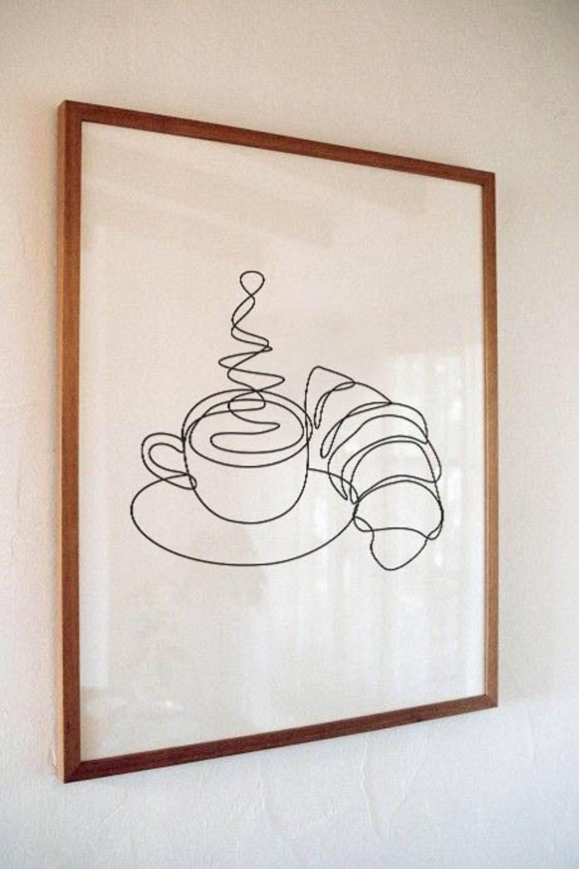 Charming Coffee and Croissant Minimalist Line Art Kitchen Poster