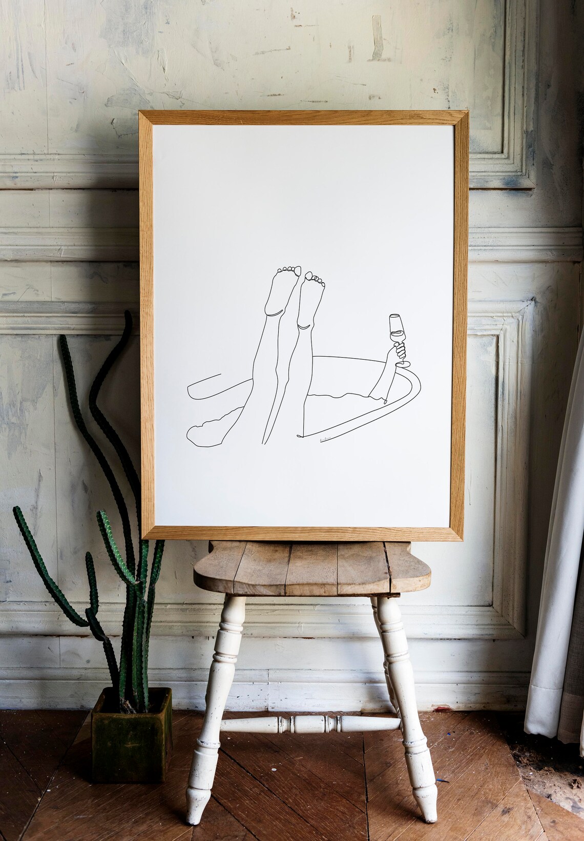 Wine Woman Bathroom Legs Line Art Poster - Image 4
