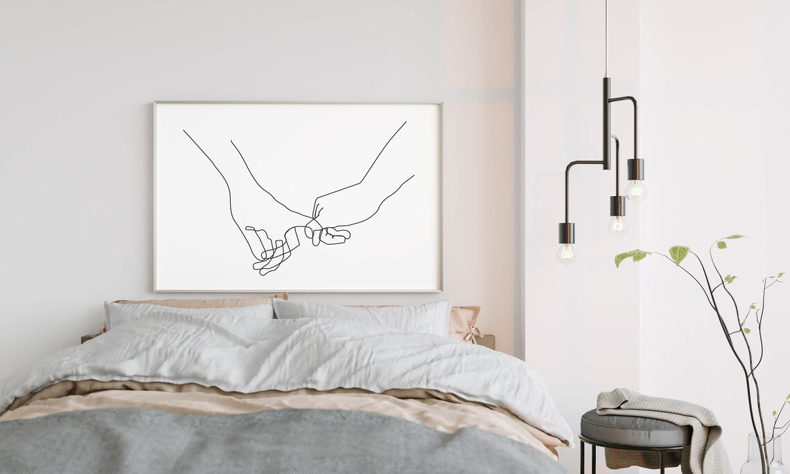 Pinky Swear Hands Minimalist Couple Art Print - Image 2